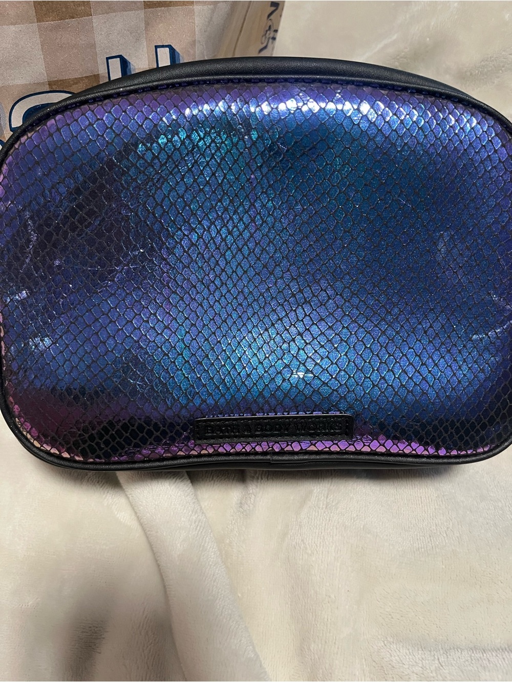 Bath & Body Works Iridescent Black Holographic Cosmetic Bag with Bat Accent - Picture 9 of 9